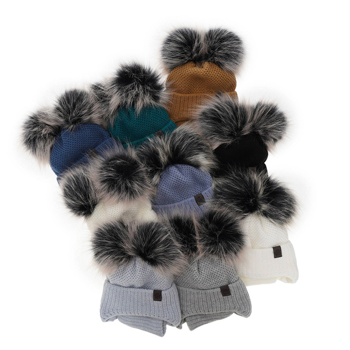 Winterset Jungen: Mütze und Schlauchschal mit zwei Bommeln Navy Blau Randel