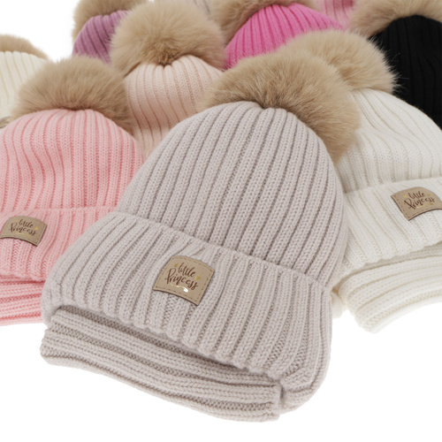 Winterset Mädchen: Mütze und Schlauchschal, beige, 100% Merinowolle, mit Baumwollfutter, Malesia