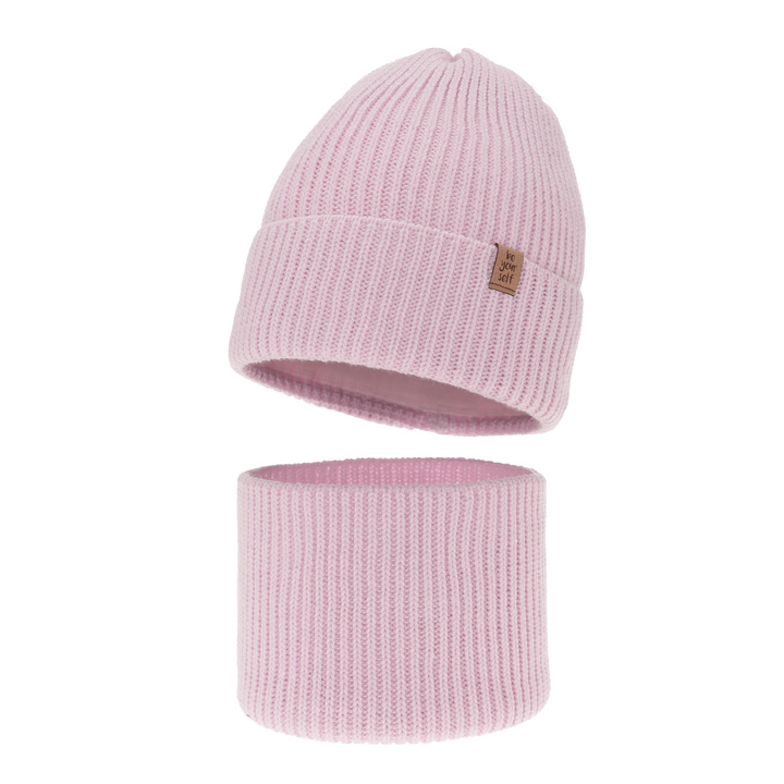 Winterset für Mädchen: Mütze und Schlauchschal in Violett Edera