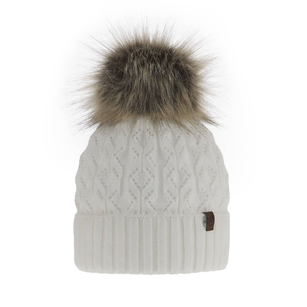 Wintermütze Damen mit Bommel Weiß Katty
