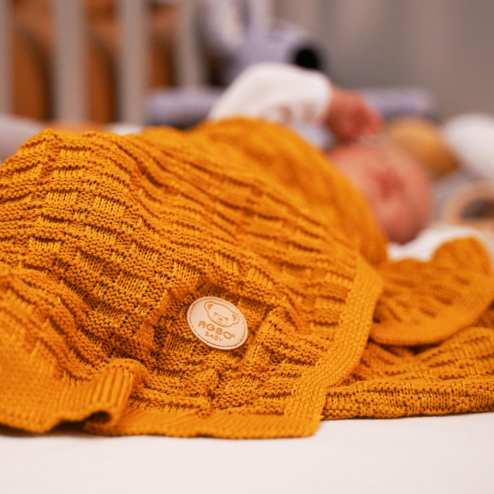 Baby und Kinder Decke aus 100% Bambus-Fasern Senffarben Misio