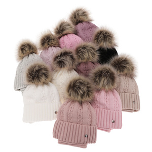 Winterset Mädchen: Mütze und Schlauchschal mit Bommel Rosa Felia
