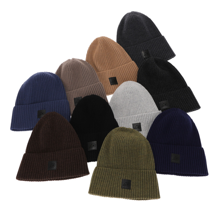 Herrenmütze Frühling- Winter Schwarz 100% extrafeine Merinowolle Matias