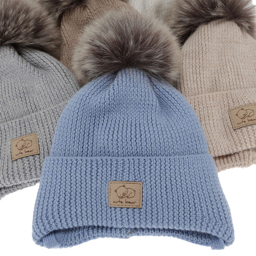 Wintermütze Jungen, grau, wiązana, 100% Merinowolle, Jergen