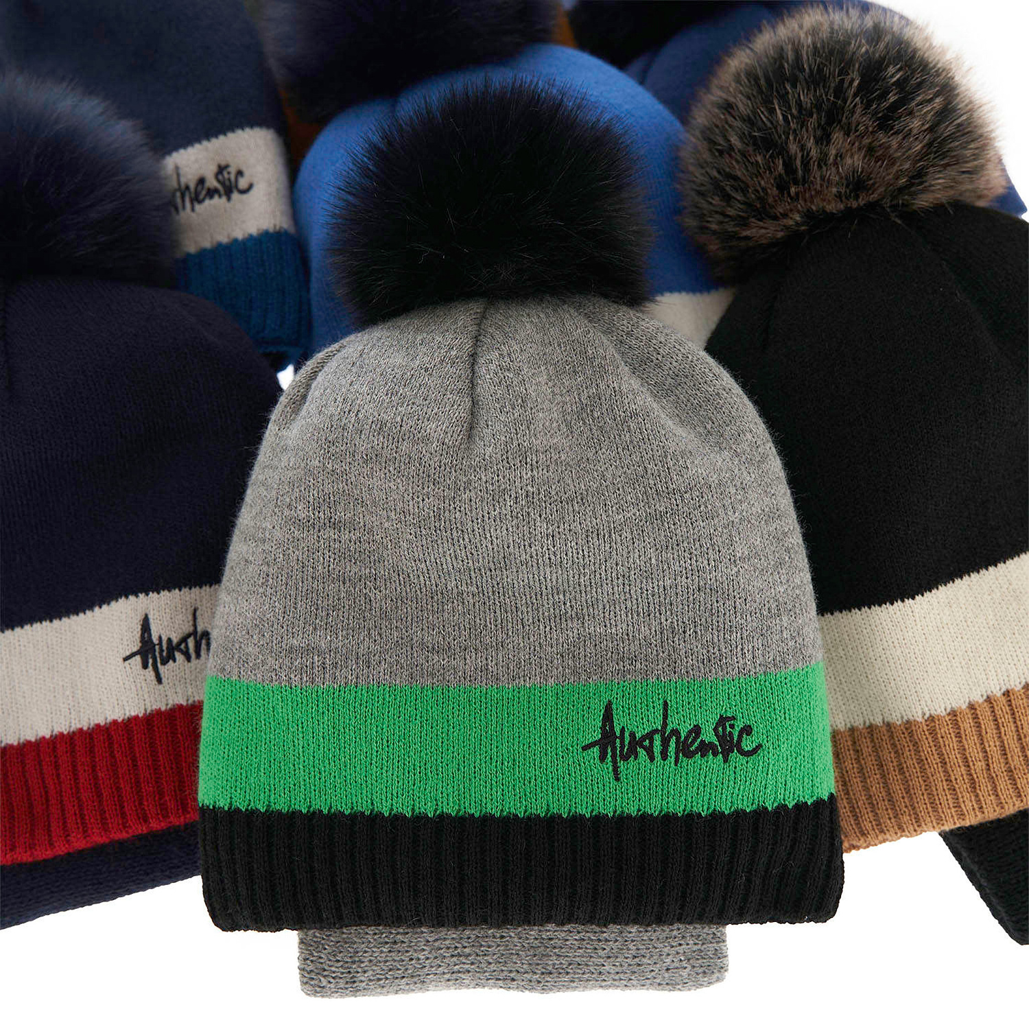 Winterset Jungen: Mütze und Schlauchschal mit Bommel Grau Madryt