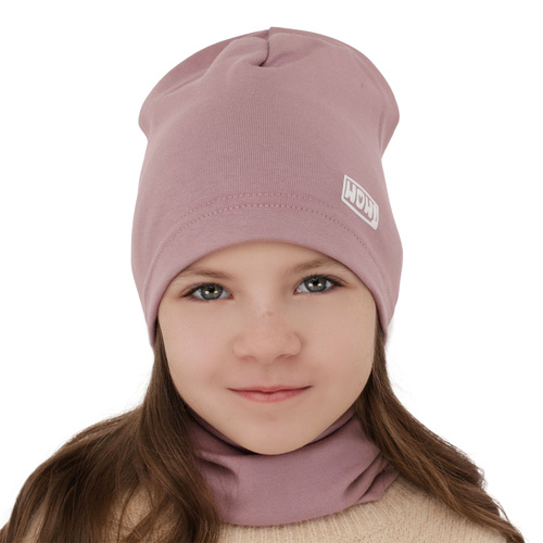Herbst und Frühlingsset Mädchen baumwolle: Mütze und Schlauchschal Rosa Friza