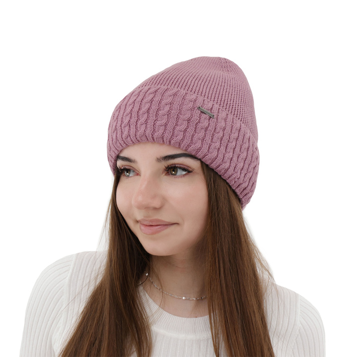 Wintermütze Damen aus Merinowolle in Violett Febe