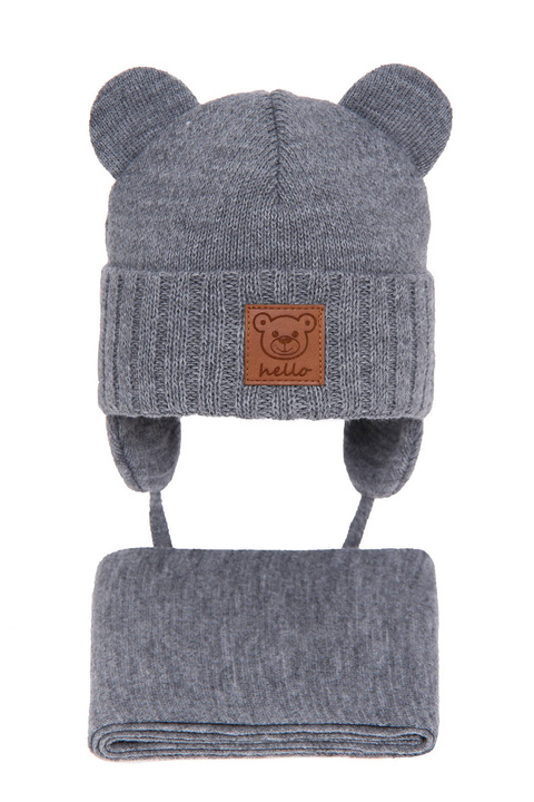 Winterset Jungen: Mütze und Schal Grau Petit
