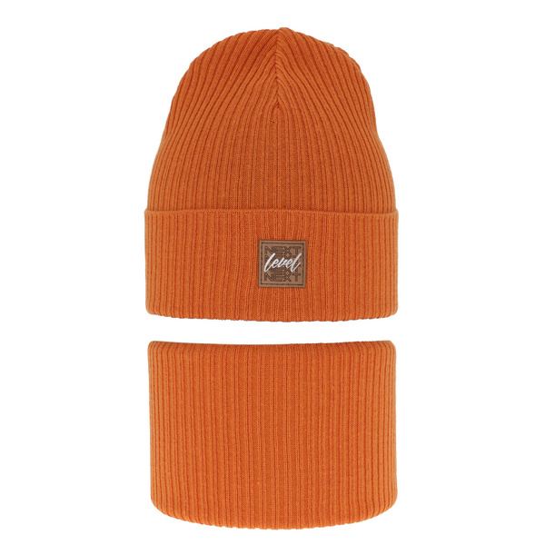 Herbst und Frühlingsset Jungen: Mütze und Schlauchschal Orange Fenix