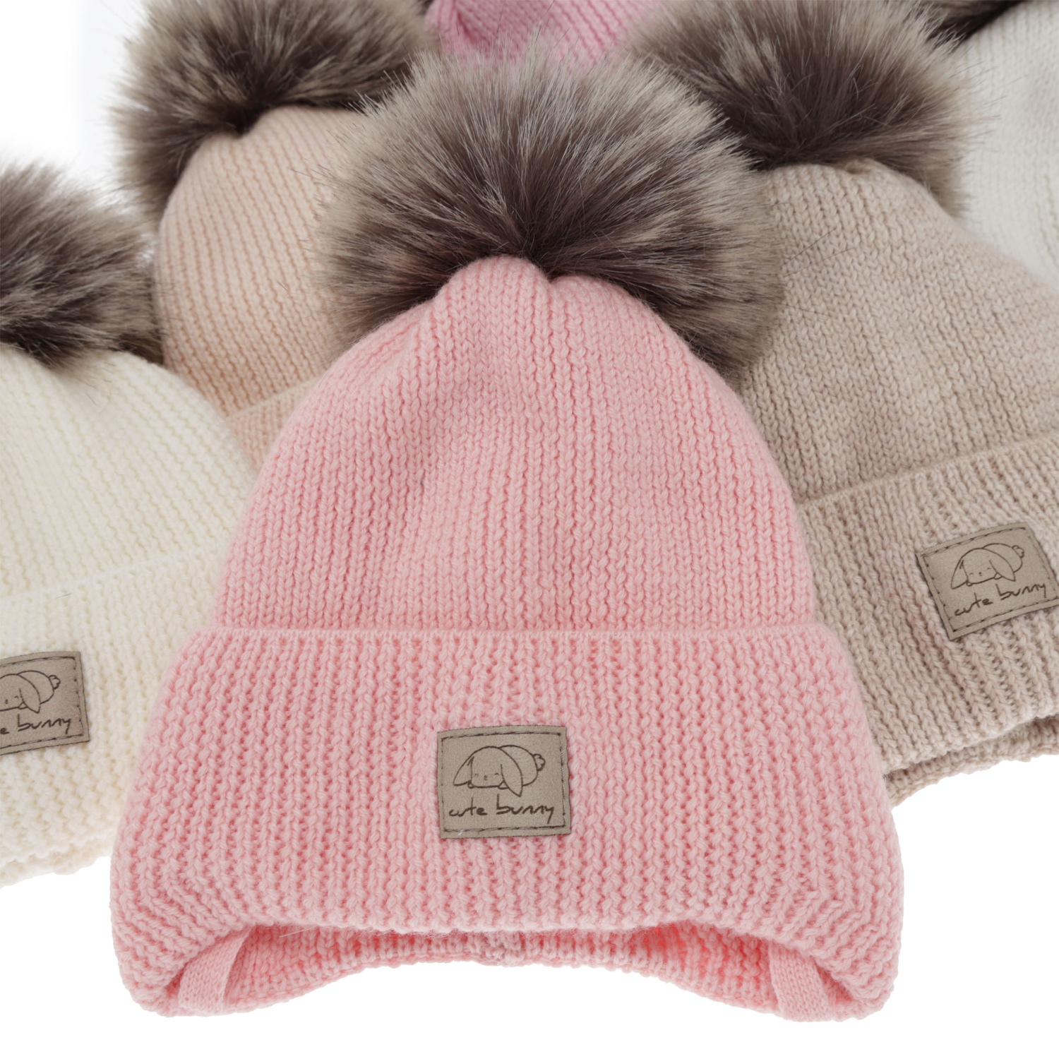 Wintermütze für Mädchen, cremeweiß, mit Bändern, 100% Merinowolle, Jena