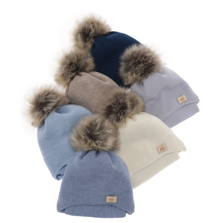 Winterset Jungen: Mütze und Schal Merinowolle Blau Anastazy
