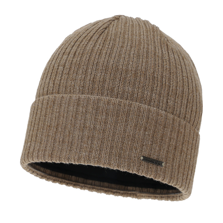 Wintermütze Herren, beige, mit Merinowolle, Baltor