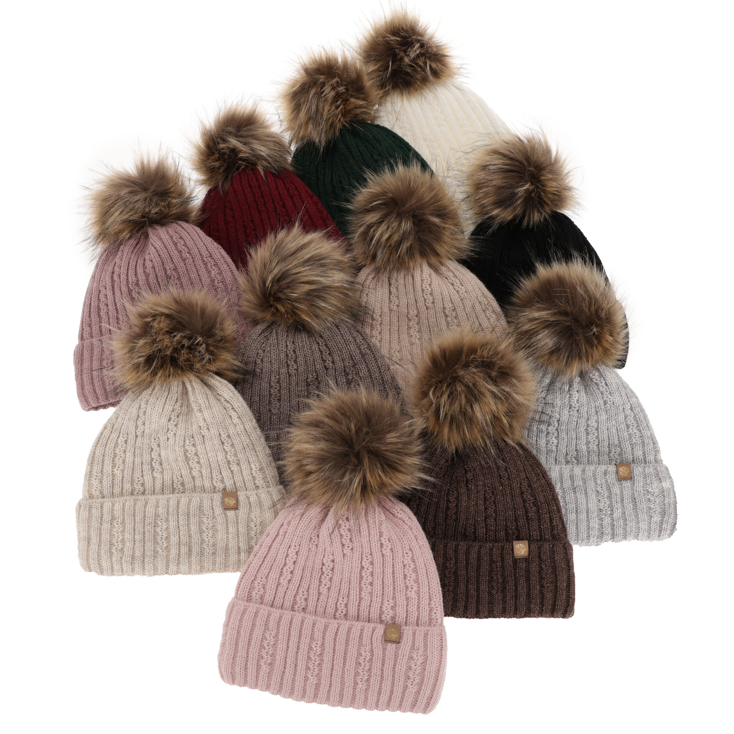 Wintermütze Damen mit Bommel Burgunder Savona