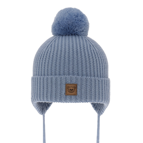 Wintermütze Jungen 100% extrafeine Merinowolle, gefüttert mit Wollfleece Light blue Tacco