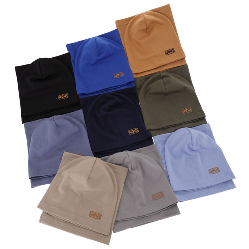 Herbst und Frühlingsset Jungen: Mütze und Schlauchschal Navy Blau Frizer