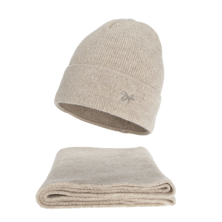 Winterset Damen: Mütze und Schal, Winter, beige, Rava