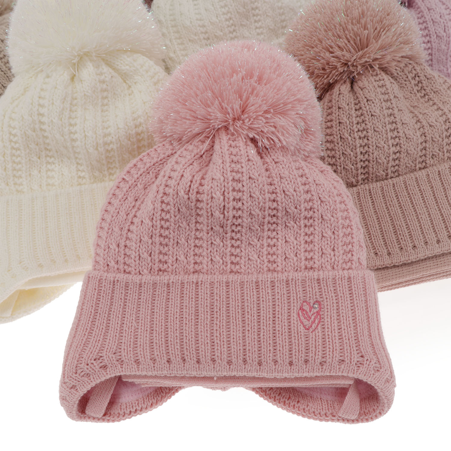 Winterset Mädchen: Mütze und Schal mit Bommel Rosa Marisa