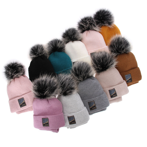 Winterset Mädchen: Mütze und Schlauchschal mit Bommel Honig Sycylia