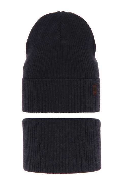 Herbst und Frühlingsset Jungen: Mütze und Schlauchschal, mit Baumwolle, Navy Blue Dragon