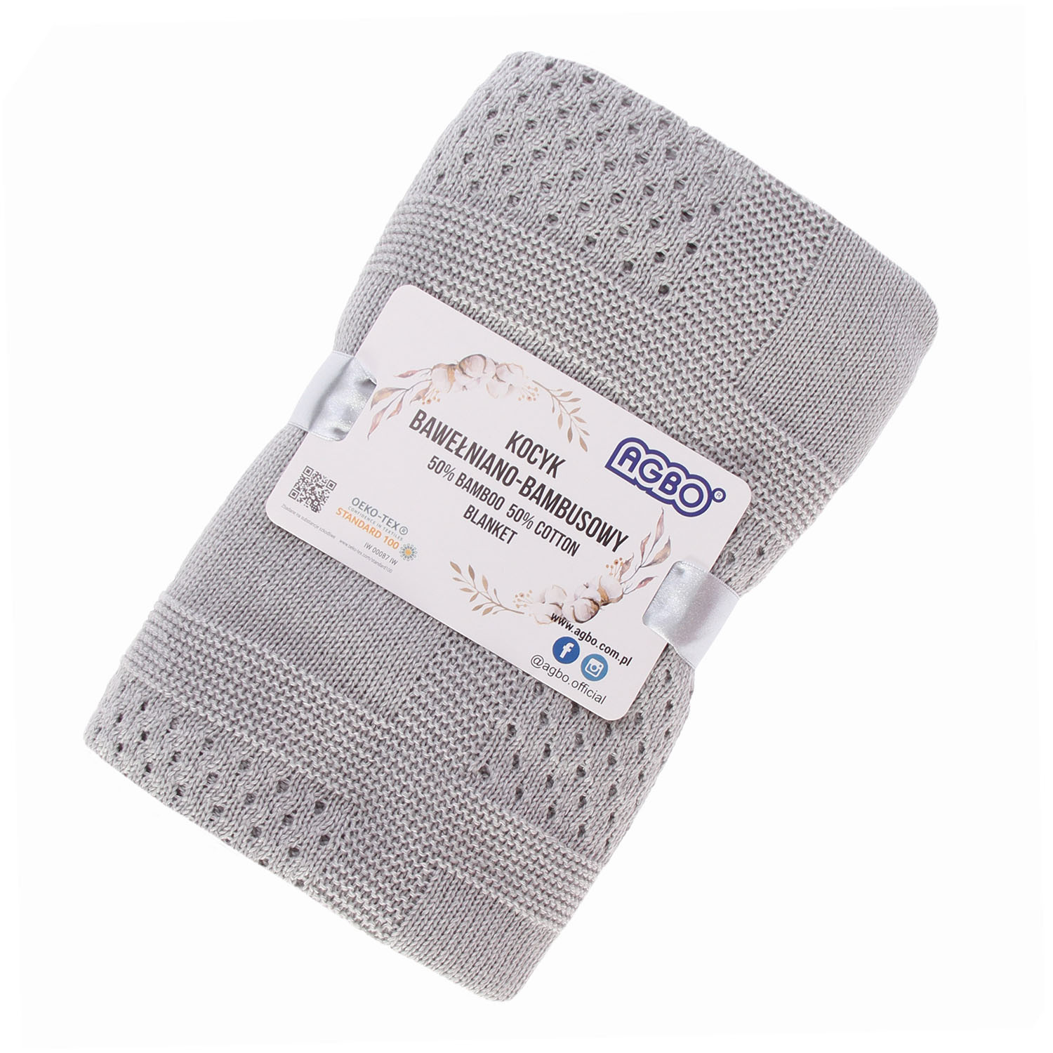 Baby und Kinder Decke aus 50% Bambus-Fasern, 50% Bamwolle Grau Domino