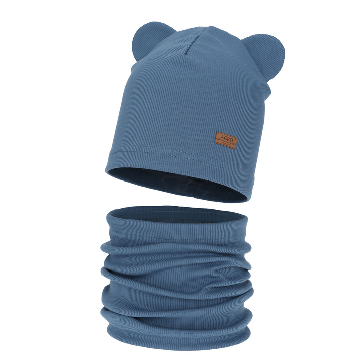 Mütze und Schlauchschal für Jungen, Herbst und Frühlingsset, blau Gregory