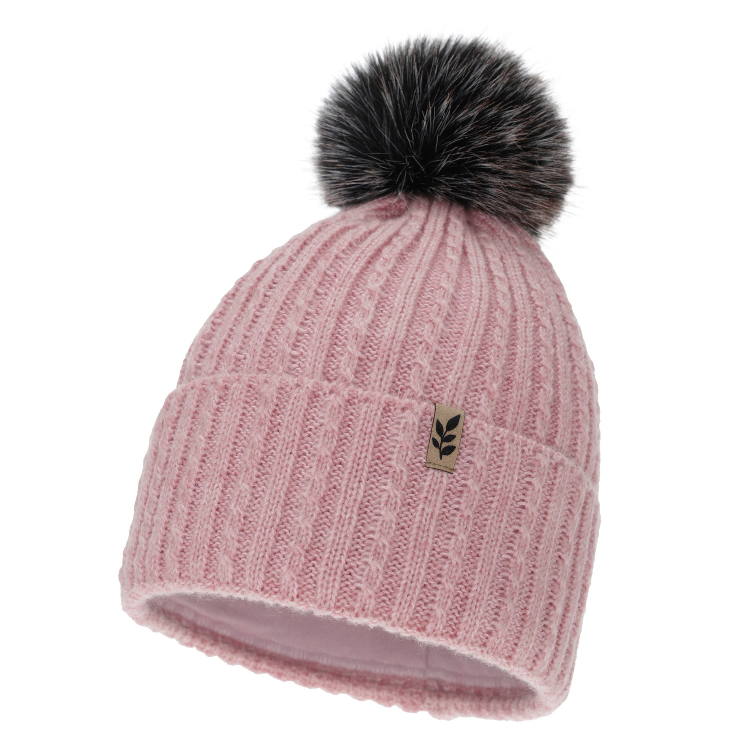 Wintermütze Damen, rosa, mit Bommel, Calista