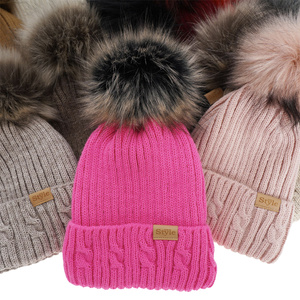 Wintermütze Damen mit Bommel Grau Lawina