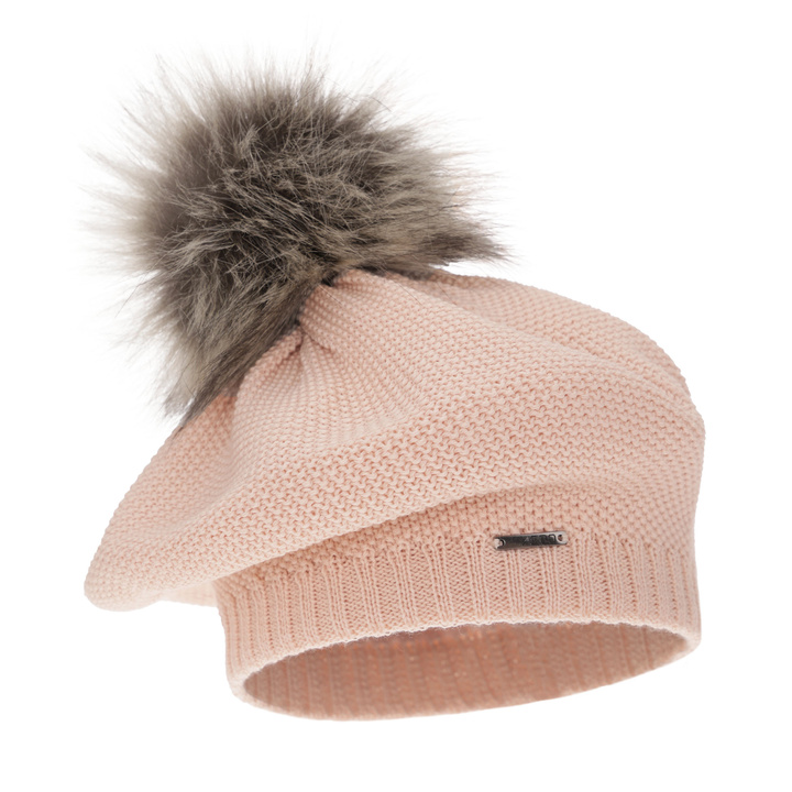 Baskenmütze Winter Damen aus Merinowolle in Rosa Bonnie