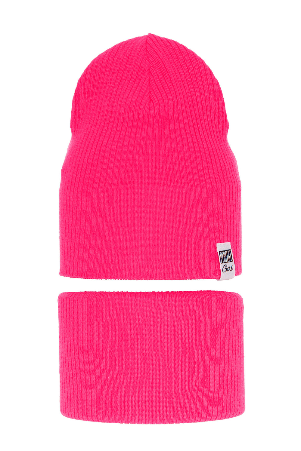 Herbst und Frühlingsset Mädchen: Mütze und Schlauchschal, mit Baumwolle, Rosa Farinka