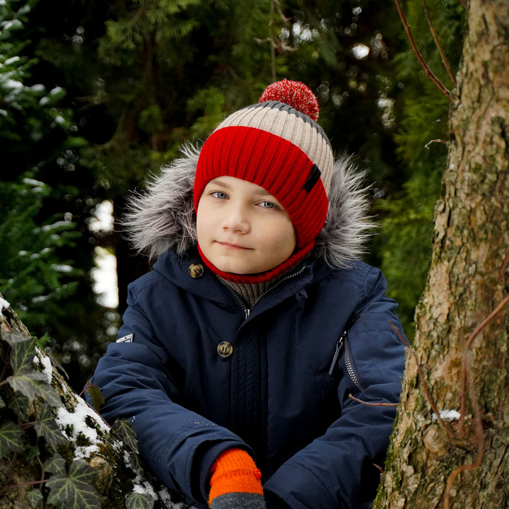 Winterset Jungen: Mütze und Schlauchschal mit Bommel khaki Karson