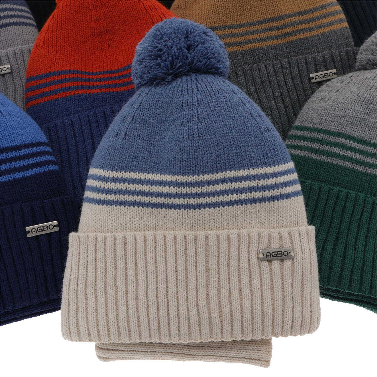 Winterset für Jungen: Mütze und Schlauchschal mit Bommel in Blau Pallas