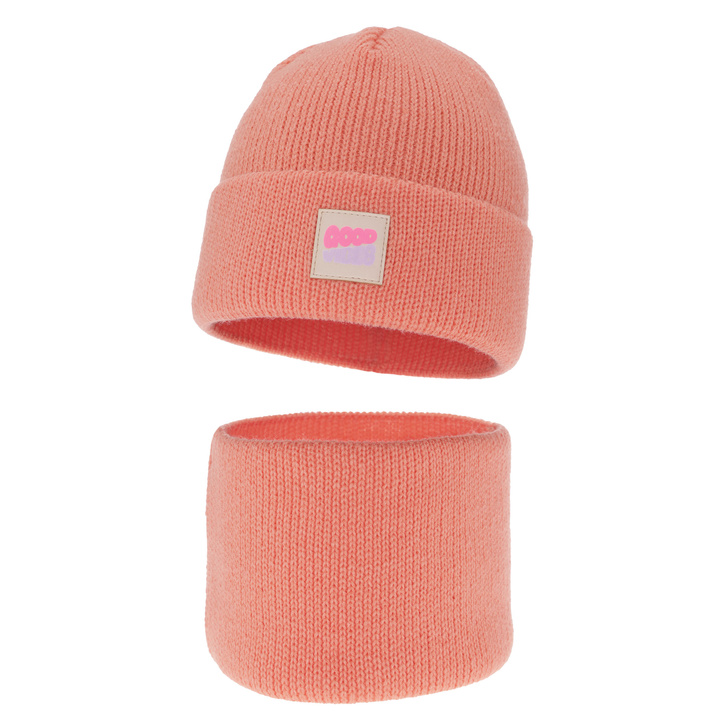 Winterset für Mädchen: Mütze und Schlauchschal in Orange Josephin