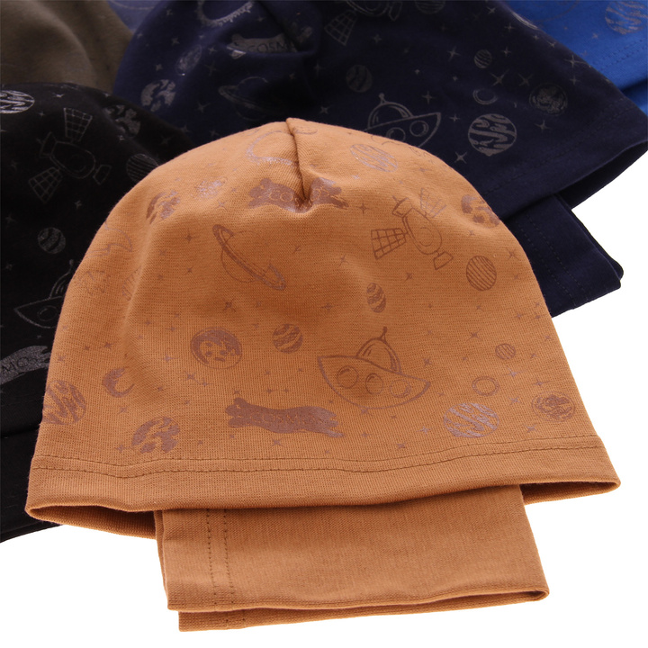 Herbst und Frühlingsset Jungen: Mütze und Schlauchschal Navy Blau Kosmos