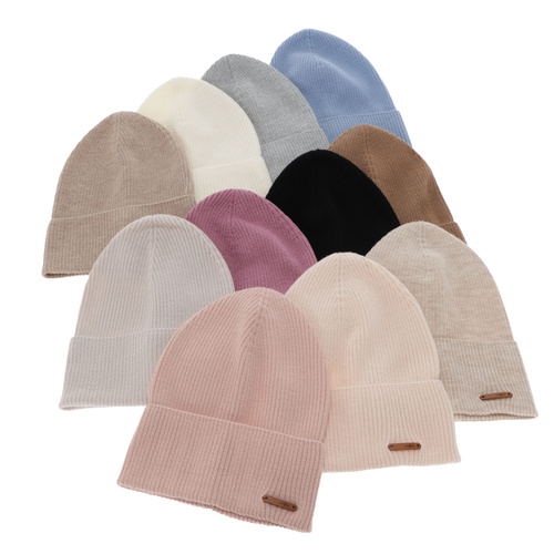 Herbst und Frühlingsmütze Damen, cremeweiß, 100% Merinowolle, Flerra