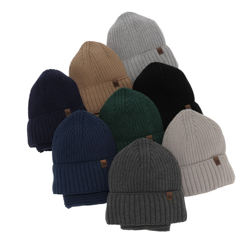 Winterset für Jungen: Mütze und Schlauchschal aus Merinowolle in Blau Metis