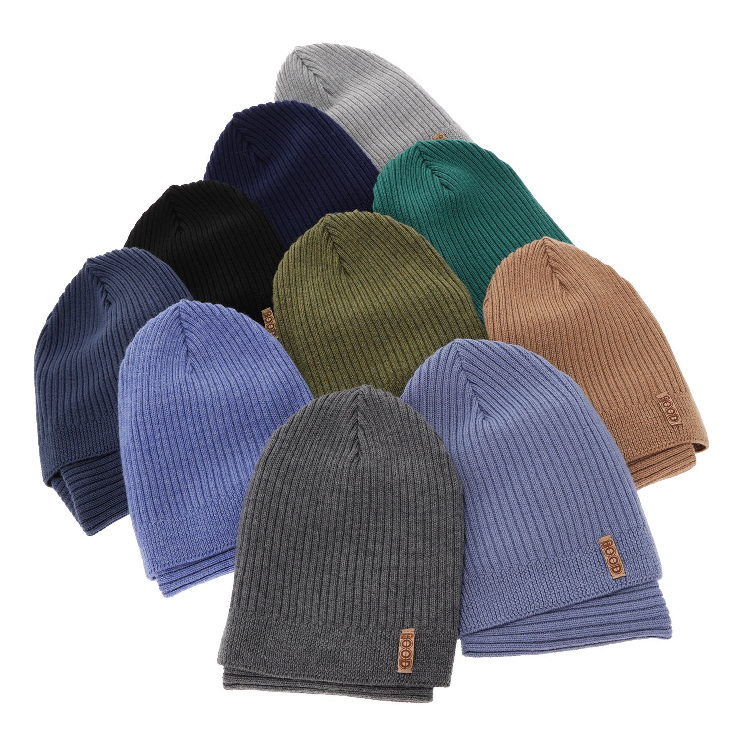 Herbst und Frühlingsset Jungen: Mütze und Schlauchschal 100% extrafeine Merinowolle Blau Chester