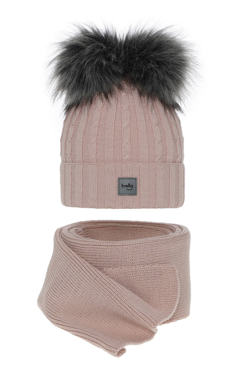 Winterset Mädchen: Mütze und Schal mit zwei Bommeln Rosa Zenda