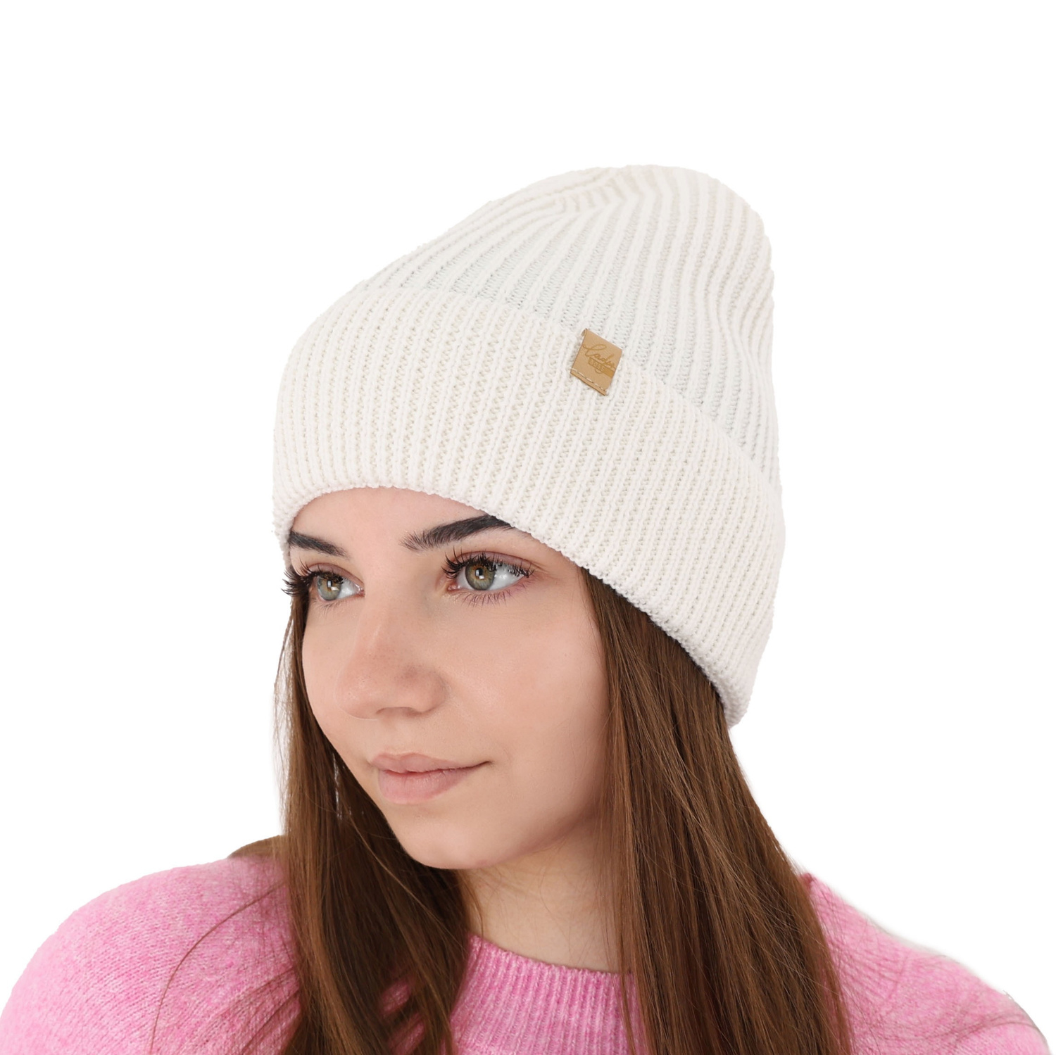 Wintermütze Damen 100% extrafeine Merinowolle Braun Isla