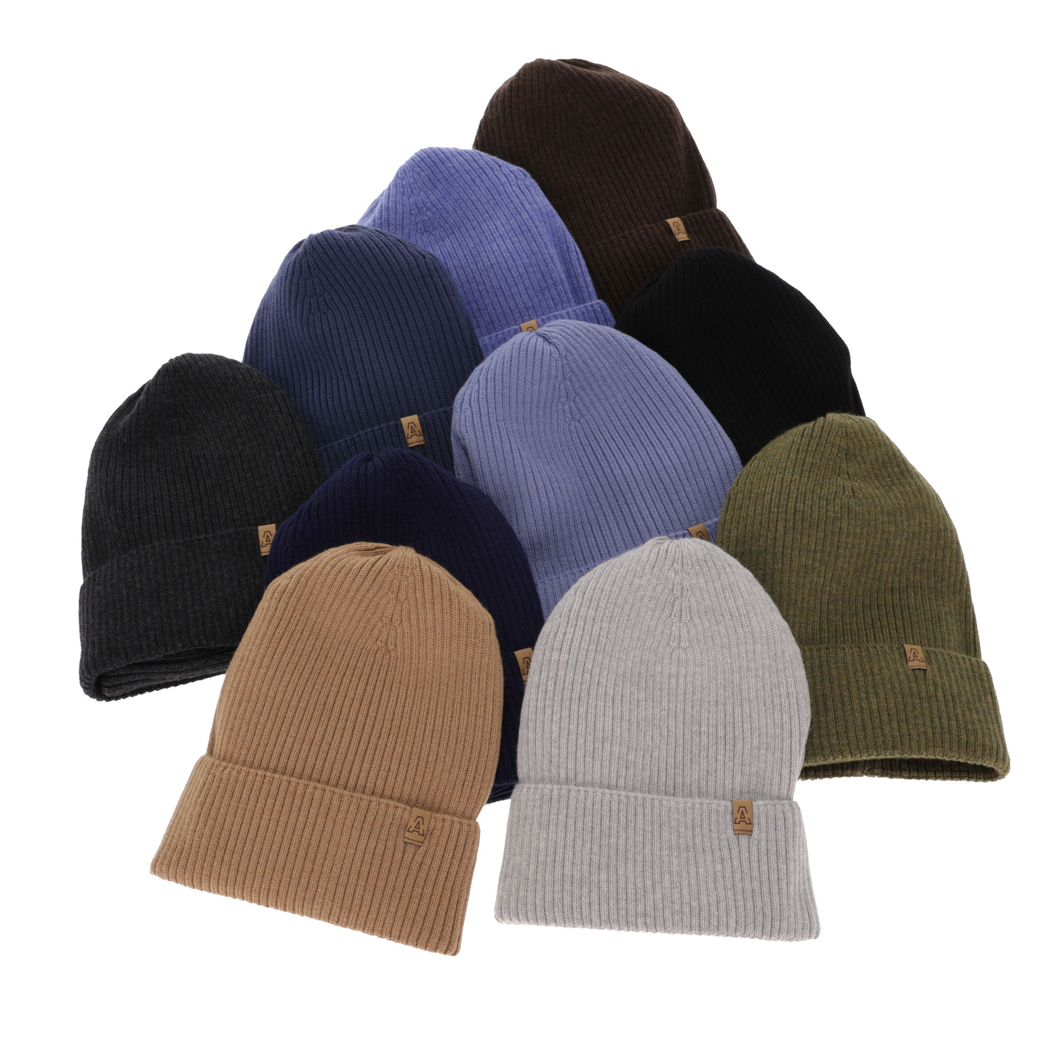 Herbst und Frühlingsset Jungen: Mütze und Schlauchschal 100% extrafeine Merinowolle Braun Lemas