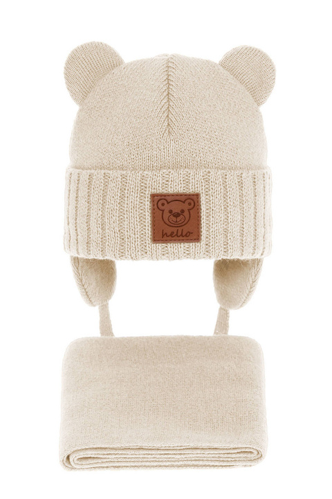 Winterset Jungen: Mütze und Schal Beige Petit
