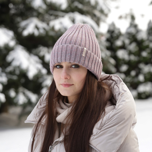 Wintermütze Damen aus Merinowolle in Rosa Missi