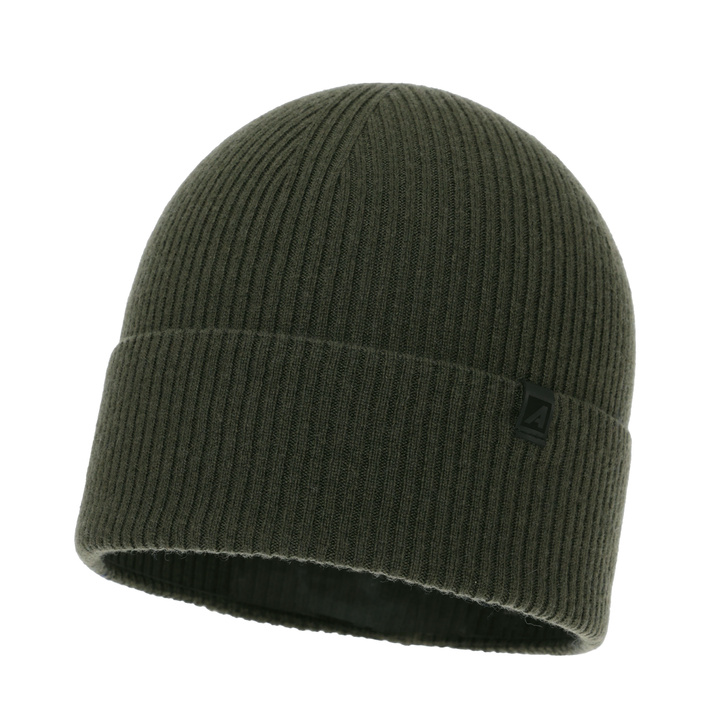 Wintermütze Herren, khaki, mit Merinowolle und Kaschmir, Azuryt