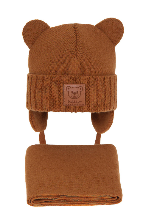 Winterset Jungen: Mütze und Schal Braun Petit