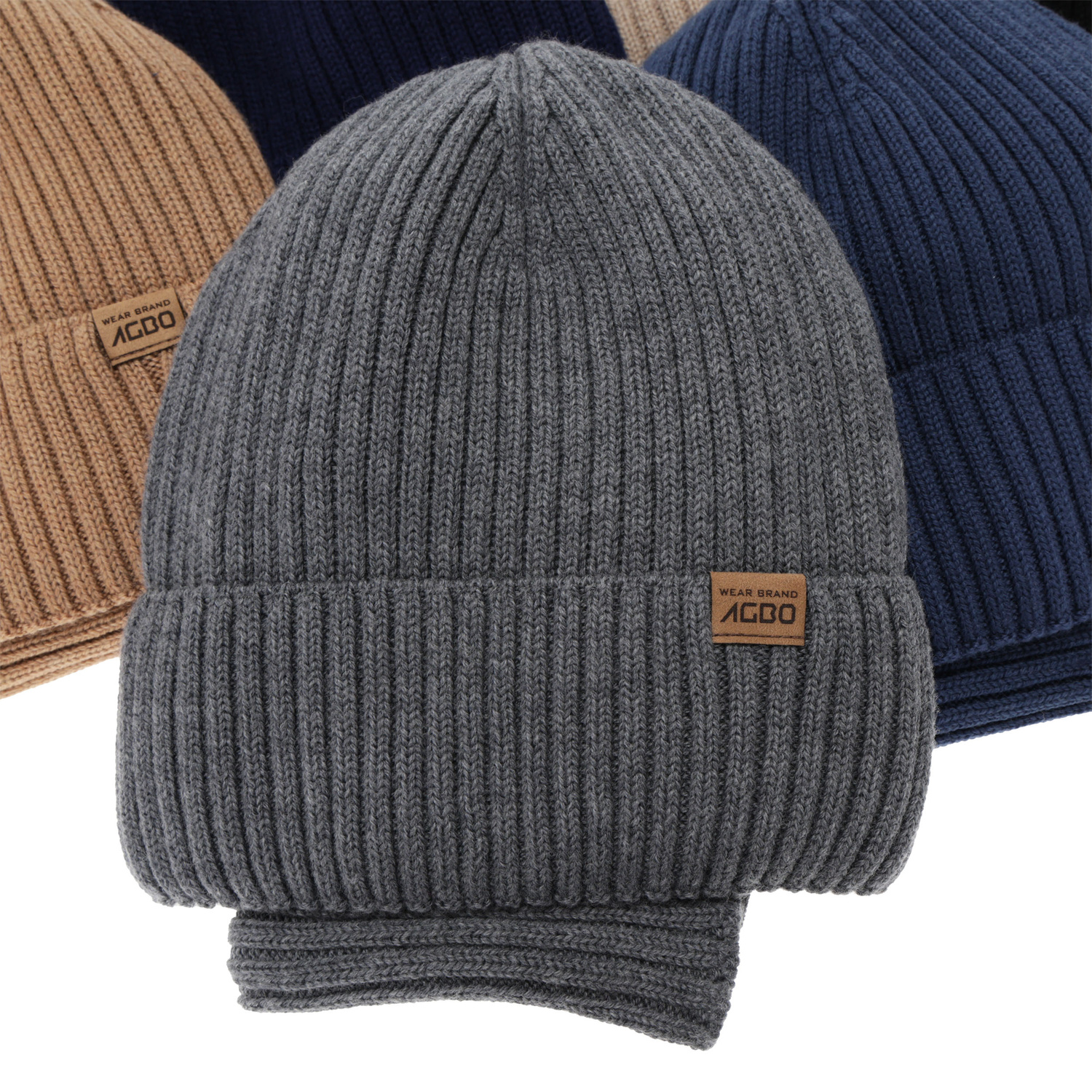 Winterset Jungen: Mütze und Schlauchschal, grau, mit Merinowolle Futter, 100% Merinowolle, Domin