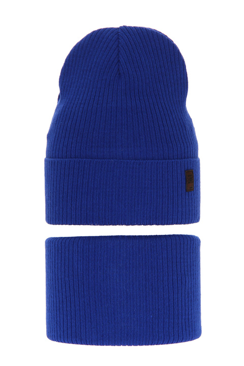 Herbst und Frühlingsset Jungen: Mütze und Schlauchschal Blau Dragon