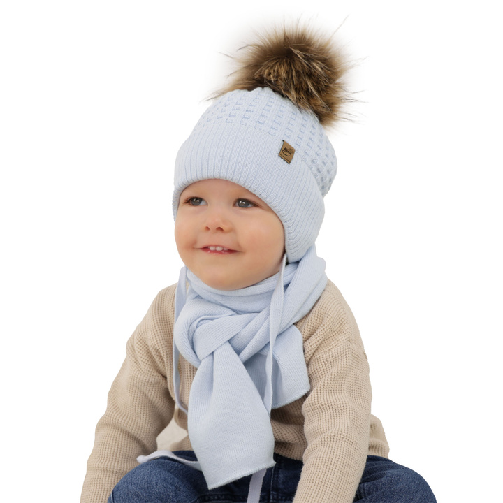 Winterset für Jungen: Mütze und Schal in Camel Salem