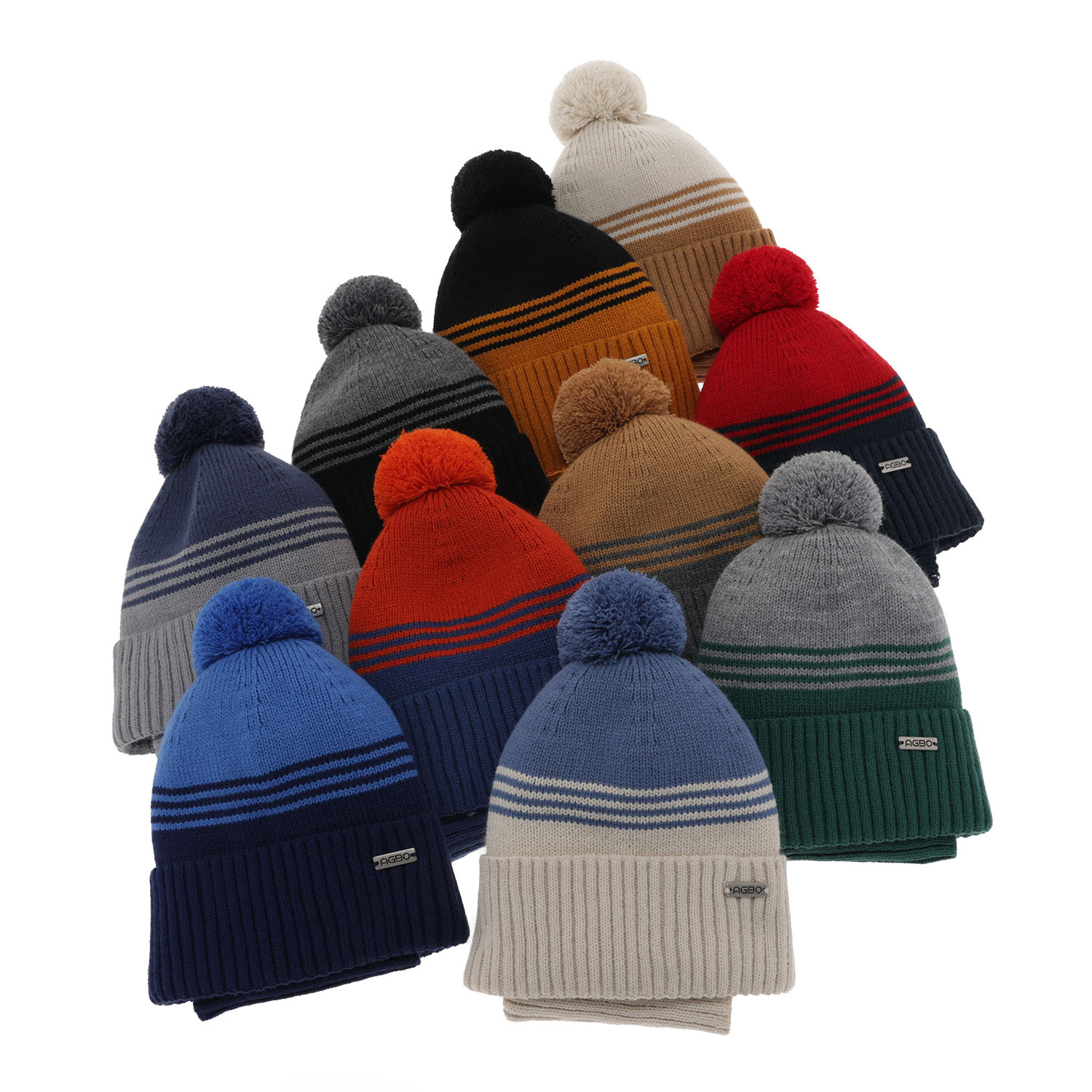 Winterset für Jungen: Mütze und Schlauchschal mit Bommel in Blau Pallas