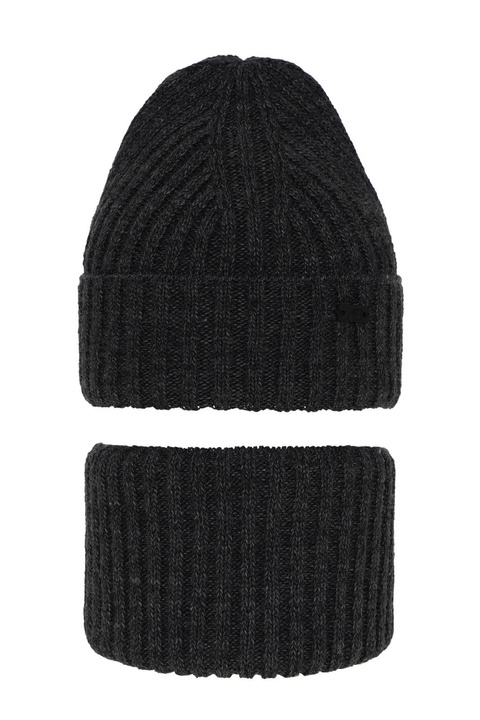 Winterset Jungen: Mütze und Schlauchschal Grau Zeno