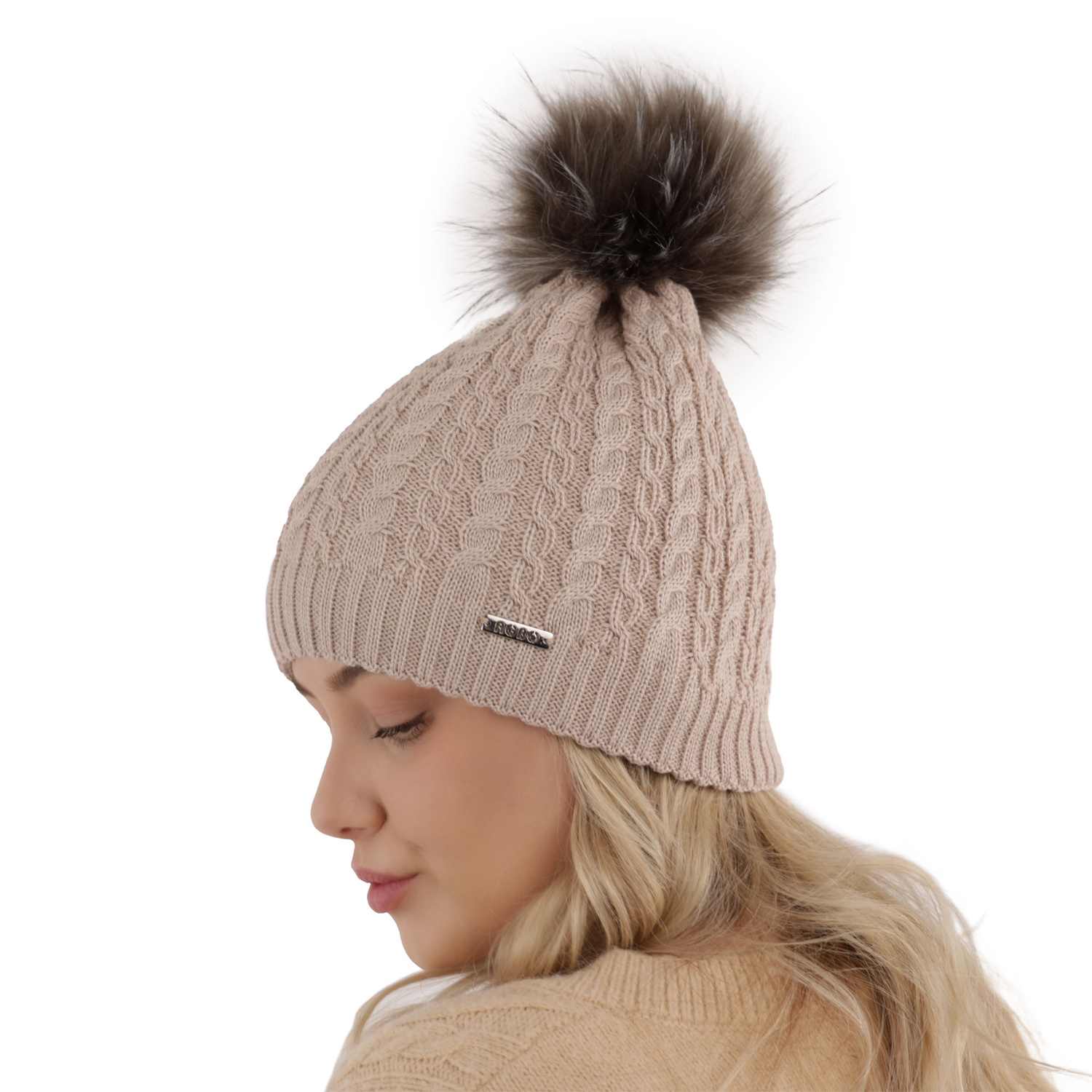 Wintermütze Damen aus Merinowolle Schwarz Satina