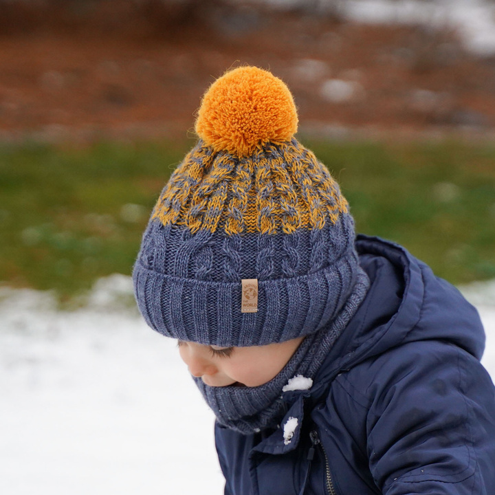 Winterset Jungen: Mütze und Schlauchschal mit Bommel Khaki Travis